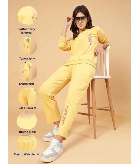 Rigo Yellow Fleece Printed Tracksuit - Pack of 1 - None