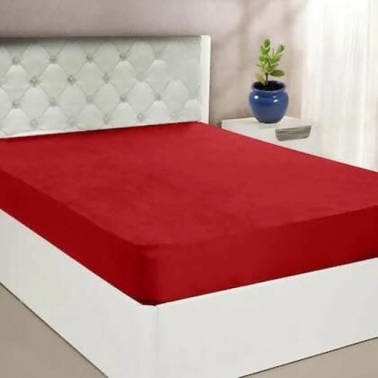 Mattress Protector Maroon Waterproof Cover for Single Bed (78 x 36 inch)-(78 x 36 inch) / Maroon