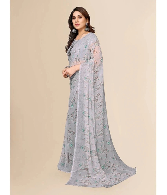 ANAND SAREES Georgette Printed Saree With Blouse Piece - Grey ( Pack of 1 ) - Grey