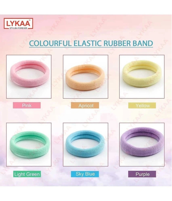 Lykaa Soft & Stretchable Cotton Elastic Seamless Thick Hair Rubber Bands Hair Band - Pack of 20 - Multi