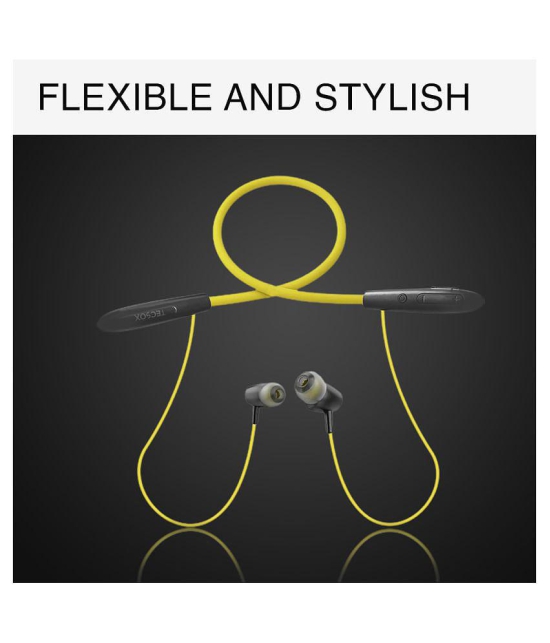 Tecsox TecBand Pro Neckband On Ear Bluetooth Neckband 20 Hours Playback IPX5(Splash & Sweat Proof) Powerfull bass -Bluetooth V 5.1 Yellow