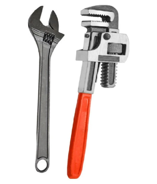 EmmEmm Premium 10 Inch Pipe Wrench/Socket Wrench & 10 Inch Adjustable Wrench