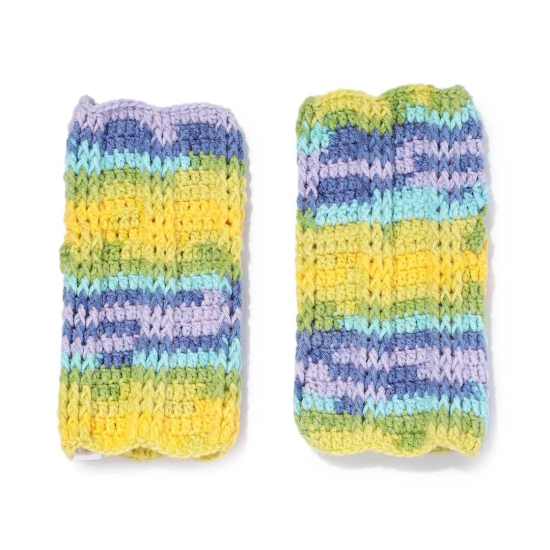 Multi Colored Fingerless Knitted Mittens - 10120