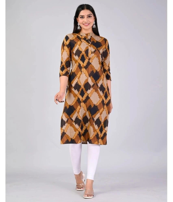 MAUKA Rayon Printed Straight Womens Kurti - Brown ( Pack of 1 ) - None