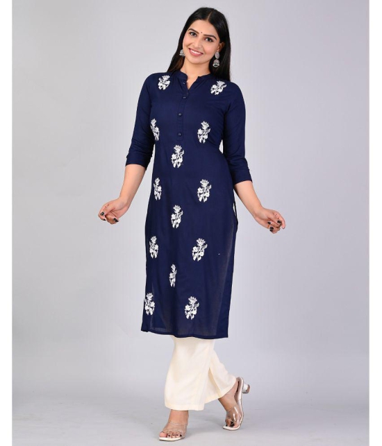 MAUKA Rayon Embroidered Kurti With Palazzo Women's Stitched Salwar Suit - Blue ( Pack of 1 ) - None