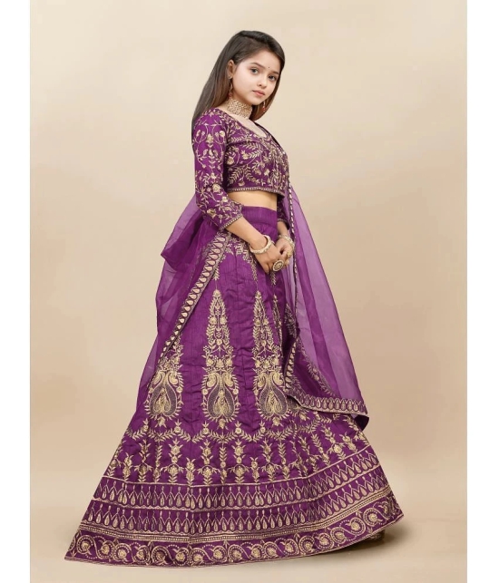 JULEE Purple Silk Girls Lehenga Choli Set ( Pack of 1 ) - None