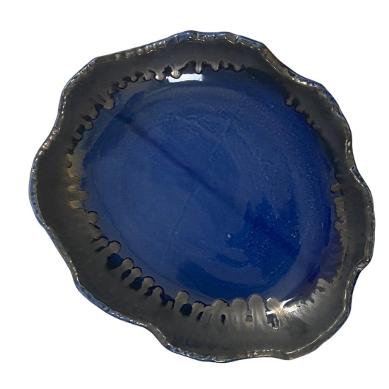 Ceramic Dining Royal Blue Uneven Glazed Ceramic Serving Platter