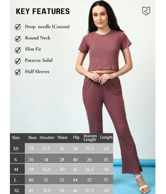 Rigo Mauve Solid Pant Top Set - None