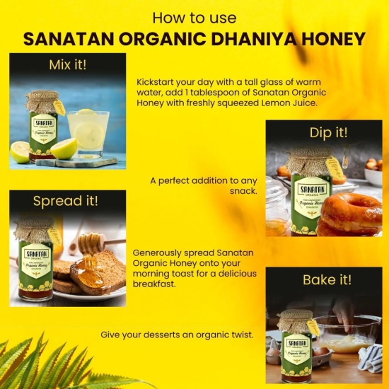 Sanatan Organic Monoflora Dhaniya Honey- 275 gms