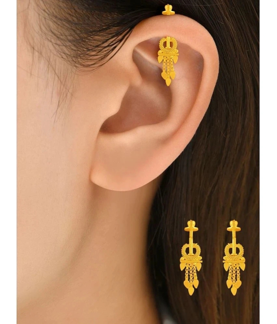 LUV FASHION Golden Drop Earrings ( Pack of 1 ) - Golden