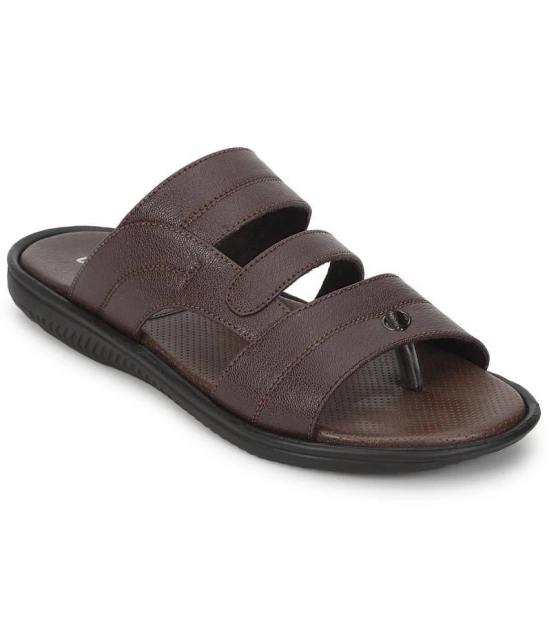 UrbanMark Men Comfortable Faux Leather Thong Sandals - Brown - None