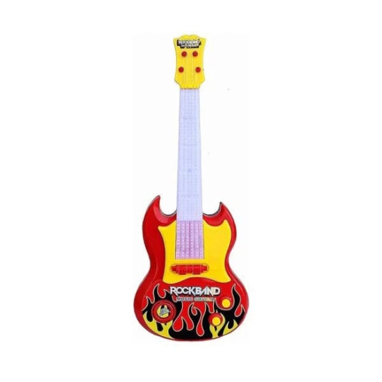 Rock Band Light Up Toy Guitar for Kids with Flashing Lights and Realistic Sounds