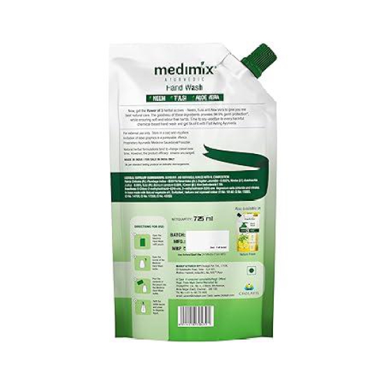 Medimix Ayurvedic Nature Care Hand Wash Refill Pack - Neem, Tulsi & Aloe Vera 750 Ml