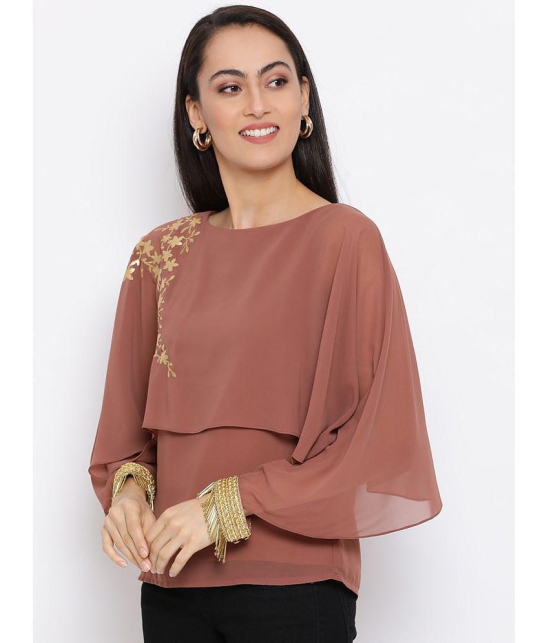 ALL WAYS YOU - Brown Polyester Womens Cape Top - L