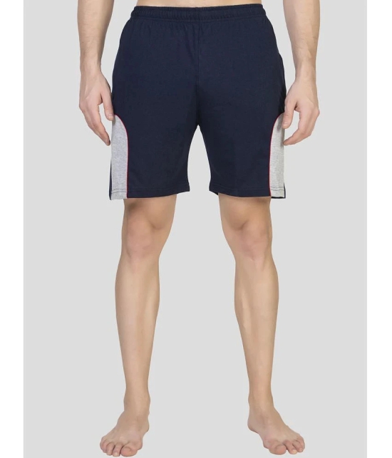 Zeffit - Navy Cotton Blend Mens Shorts ( Pack of 1 ) - None