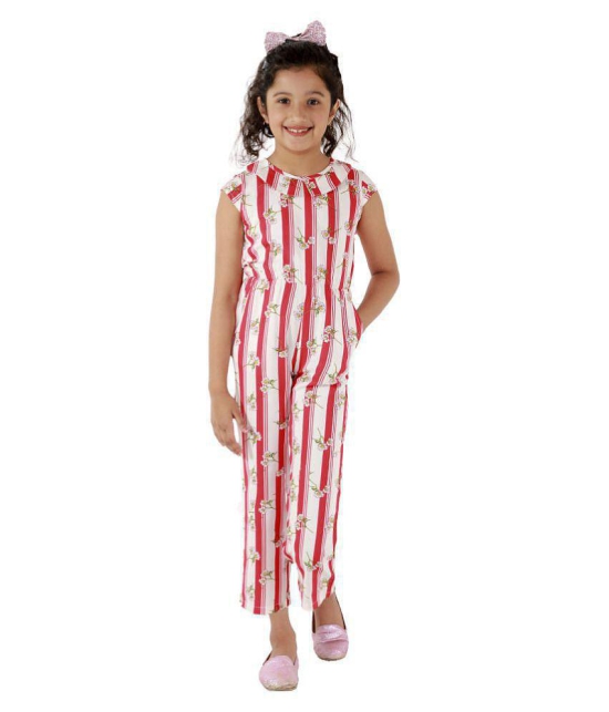 Kids Cave - White Rayon Girls Jumpsuit ( Pack of 1 ) - None