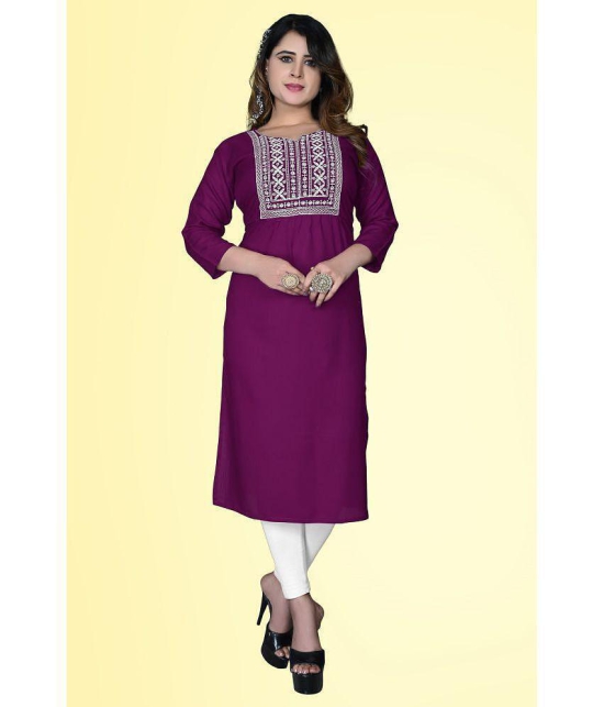 haya fashion - Magenta Rayon Women's Straight Kurti ( Pack of 1 ) - None