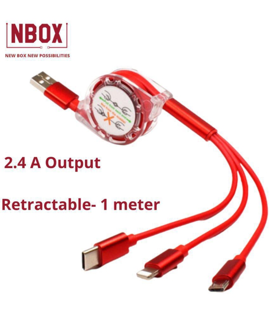 NBOX - Red 2.4 A Multi Pin Cable 1 Meter - Red