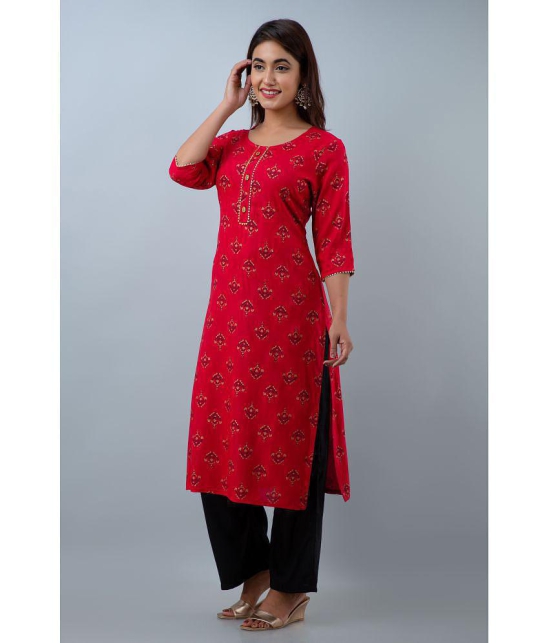 Doriya Red Rayon Kurti With Palazzo - Stitched Suit - None