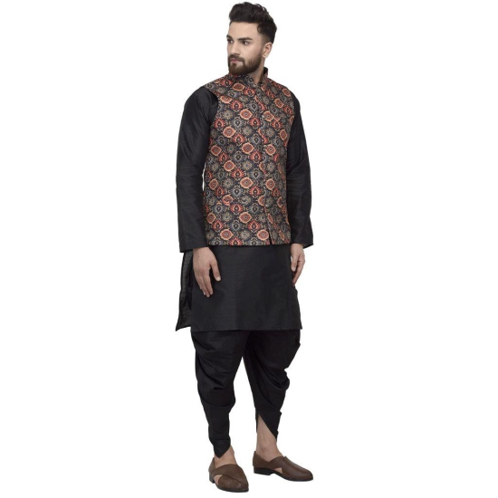 Banity Bey Men's Silk Blend Dhoti Kurta with Designer Ethnic Nehru Jacket/Modi Jacket/Waistcoat