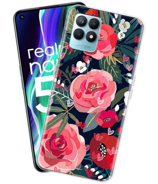 NBOX - Multicolor Silicon Printed Back Cover Compatible For Realme Narzo 50 ( Pack of 1 )