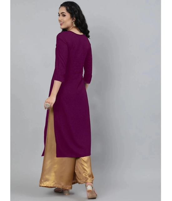 JASH CREATION - Wine Rayon Womens Straight Kurti ( Pack of 1 ) - None