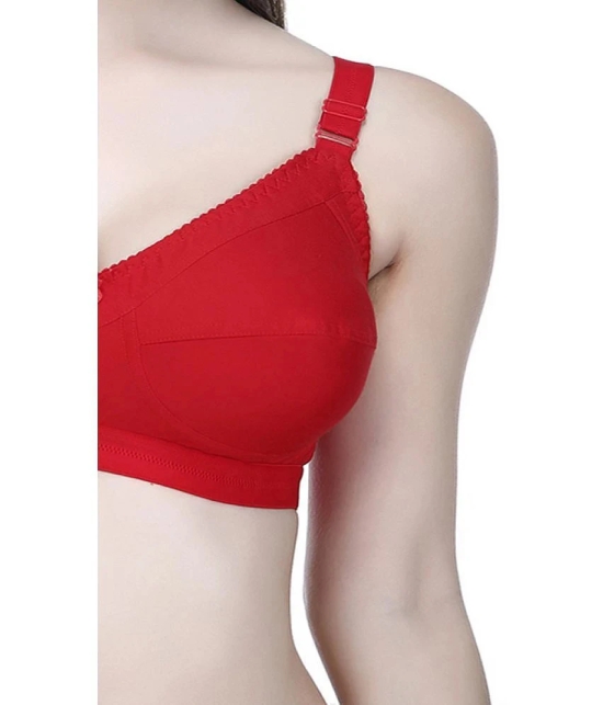 Elina Red Cotton Non Padded Womens Minimizer Bra ( Pack of 1 ) - None