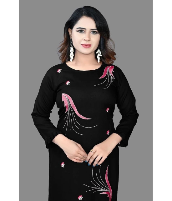 haya fashion - Black Rayon Womens Straight Kurti ( Pack of 1 ) - None