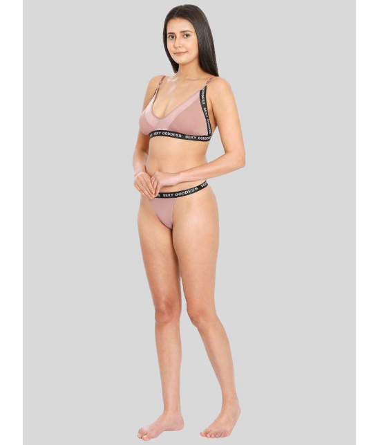 ILRASO - Mauve Polyester Women's Bra & Panty Set ( Pack of 1 ) - None