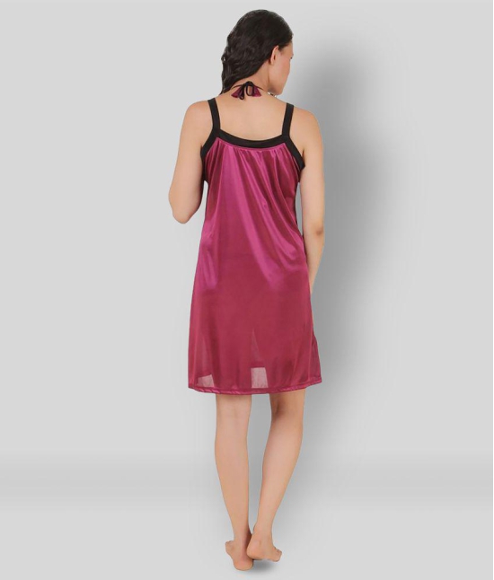 Fasense - Pink Satin Women's Nightwear Nighty & Night Gowns ( Pack of 1 ) - M