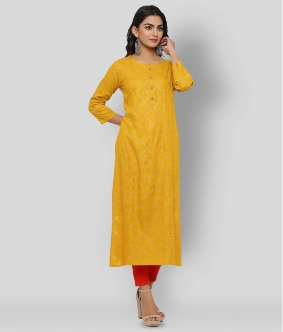 KIPEK - Yellow Rayon Womens Straight Kurti - S