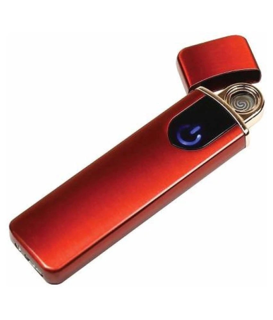 Peshkar Slim Electronic Touch Sensor Metal Lighter USB Rechargeable Windproof Flameless Lighter for Smoking