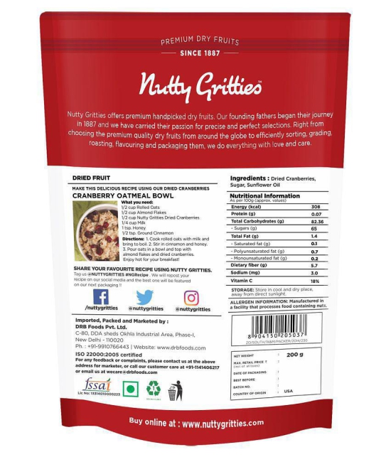 Nutty Gritties Cranberry 200 g