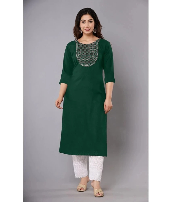 JASH CREATION - Green Rayon Womens Straight Kurti ( Pack of 1 ) - None