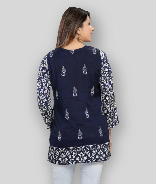 Meher Impex - Blue Crepe Women''s Straight Kurti - 3XL