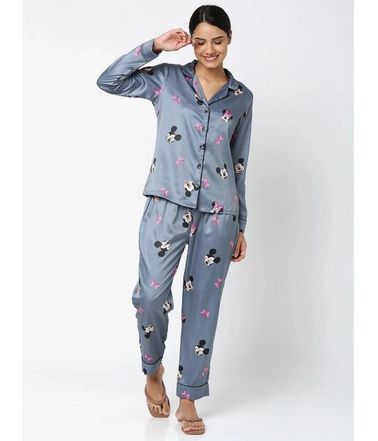 Smarty Pants - Grey Satin Womens Nightwear Nightsuit Sets ( Pack of 1 ) - None