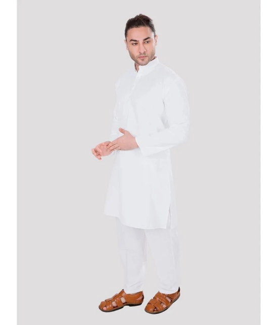 Maharaja - White Cotton Blend Regular Fit Mens Kurta Pyjama Set ( Pack of 1 ) - None