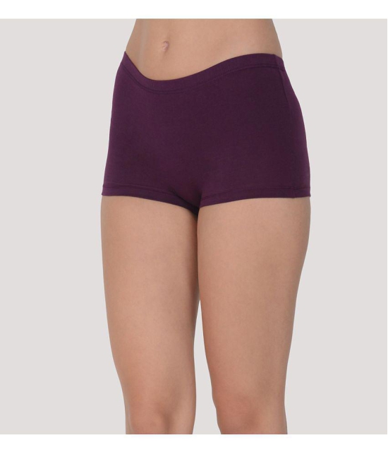 Leading Lady - Purple Cotton Solid Womens Boy Shorts ( Pack of 2 ) - None