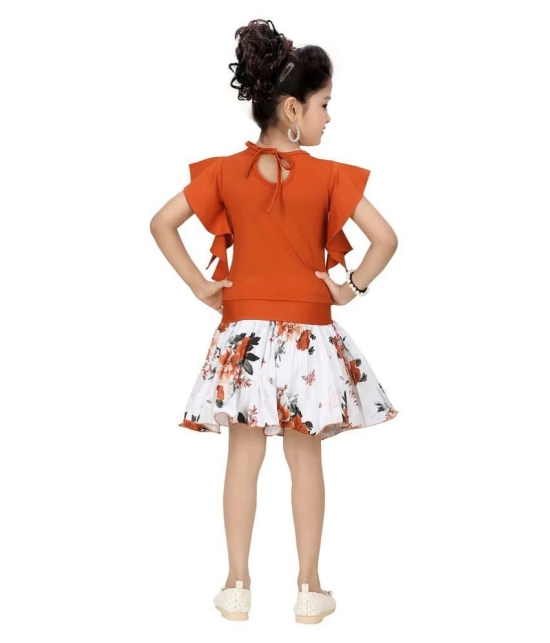 Arshia Fashions - Orange Cotton Blend Girls Top With Skirt ( Pack of 1 ) - None