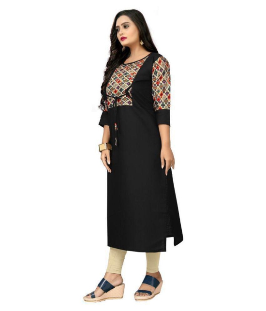 Rangrasiya - Black Cotton Blend Womens Straight Kurti ( Pack of 1 ) - M