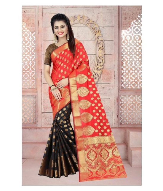 Gazal Fashions - Multicolor Banarasi Silk Saree With Blouse Piece (Pack of 1)