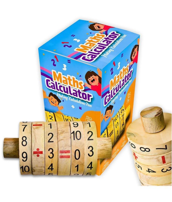 ILEARNNGROW Maths Calculator Wooden Spinner for Kids Stem Toy to Learn and Improve Math Skills for Age 4, 5, 6, 6+ and above I Maths Toys Maths Game Wooden Toys - Multicolor