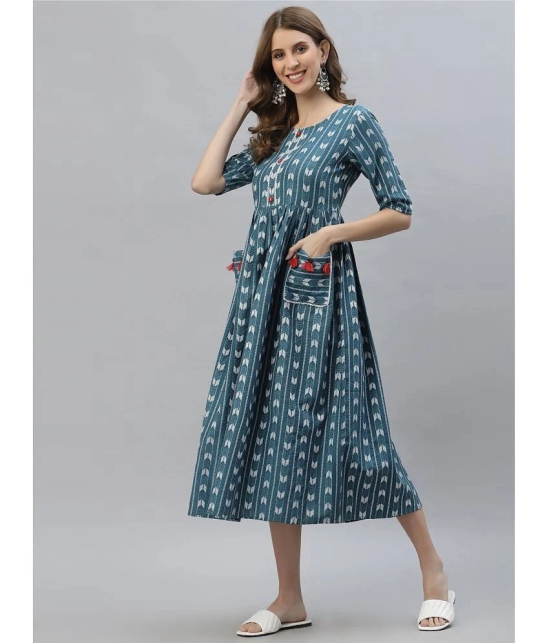 Stylum - Blue Cotton Blend Womens Flared Kurti ( Pack of 1 ) - None