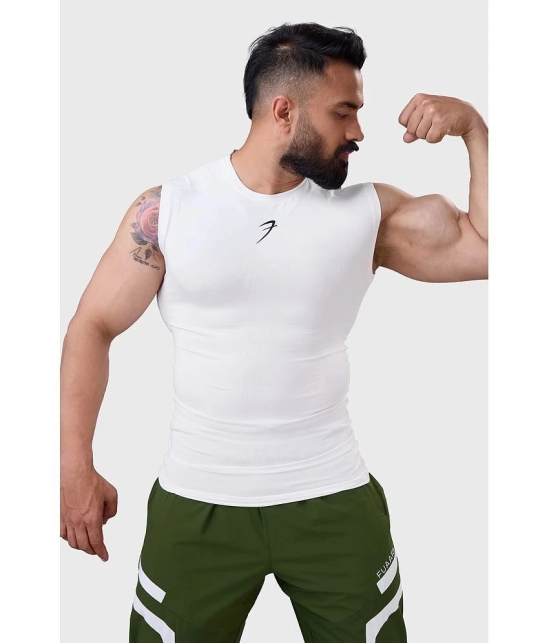 Fuaark White Polyester Slim Fit Mens Tanks ( Pack of 1 ) - None