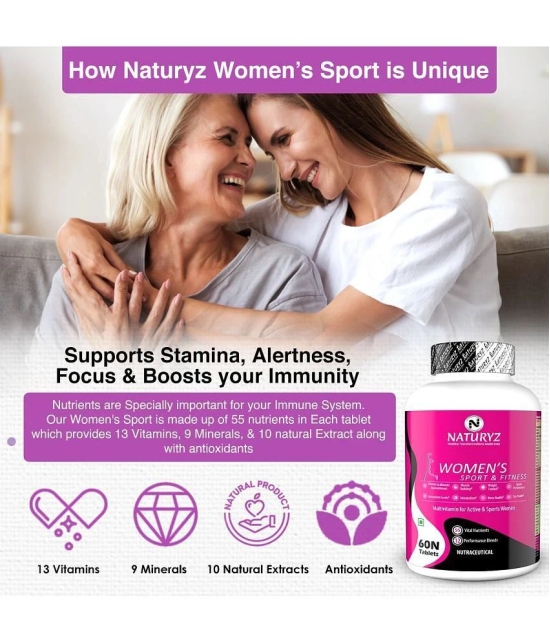 NATURYZ Womens Sport Multivitamin Tablets for Women with 55 Vital Nutrients - 60 Tablets