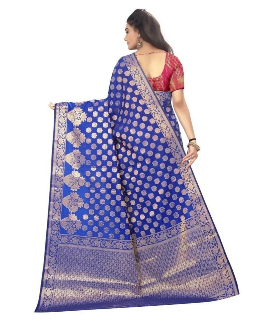 Gazal Fashions Blue,Pink Silk Saree