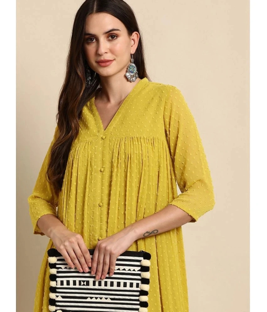 Janasya - Yellow Chiffon Womens Front Slit Kurti ( Pack of 1 ) - None