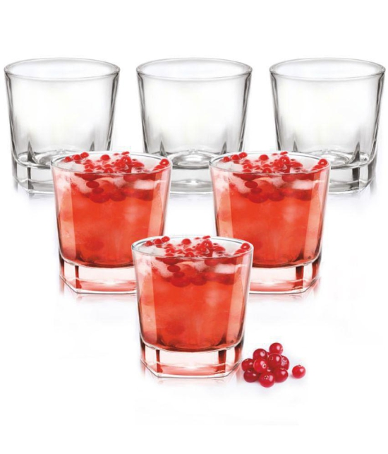 Treo By Milton Crescent Cool Glass, Set of 6, 205 ml Each. Transparent | Party Glass | Juice Glass | Dishwasher Safe | Water Glass