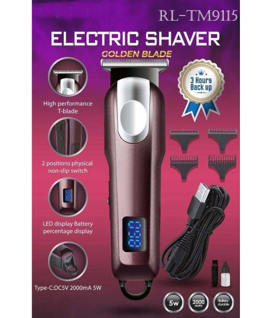 PSK Professional Hair Trimmer 2000 mAh With C type Charging Digital Display Runtime: 180 min for Men & Women (Brown)