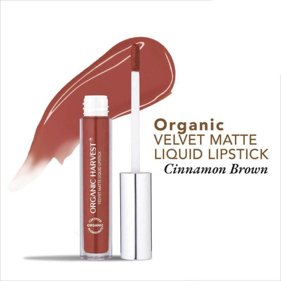 Organic Velvet Matte Liquid Lipstick - Cinnamon Brown | Long-lasting Earthy Brown Lipstick | Waterproof & Transfer-Proof Hydrating Formula| 2.6ML